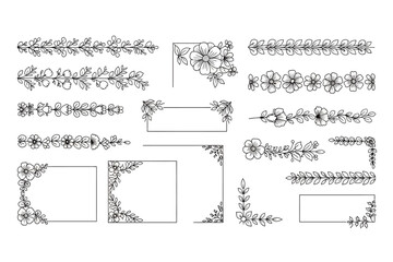 Obraz premium Floral Frame and Border Collection with Leaf and Flower Elements
