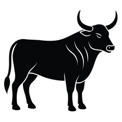 Fototapeta premium Majestic Bull Silhouette Strong, Powerful, and Symbolic Animal Illustration