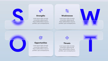 Blue Gradient Modern SWOT Analysis Infographic with Icons