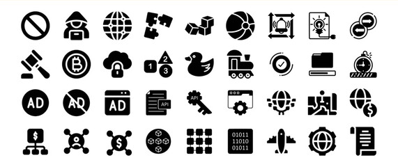 Black Glyph Icon Set Bundle 54 Technology Business Finance