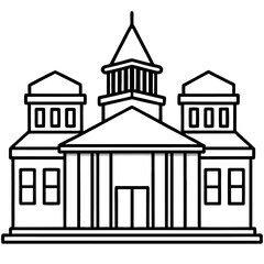 Classic Building Line Art Vector Illustration  A Versatile Template for Design Projects