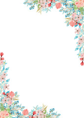 Watercolor flowers background vector for design.