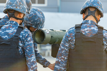 Soldiers are using anti-tank rockets in the army's war.