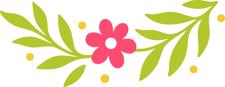 Elemento flores e folhas estilo org&acirc;nico