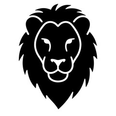 Black Lion Head Vector Illustration, Majestic Animal Design Element