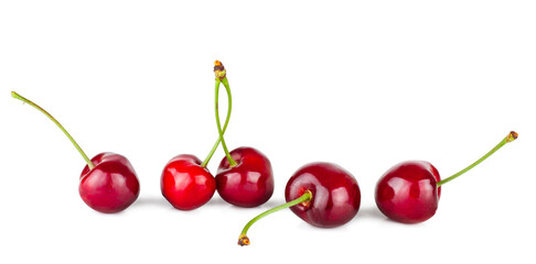 Sweet cherry fruits isolated on a white background