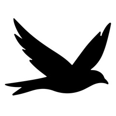 Black silhouette of a bird in flight, vector illustration