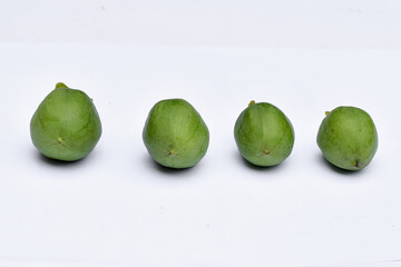 Castor fruit (Jatropha curcas) white background, Ricinus communis