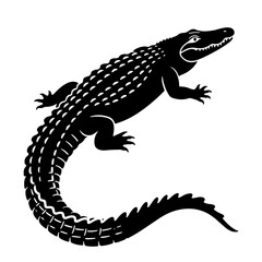 Black silhouette of a crocodile, vector illustration