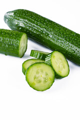 Fresh and tasty cucumber isolated on white background