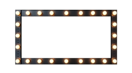 Empty rectangular lamp frame with light bulb isolated on transparent background