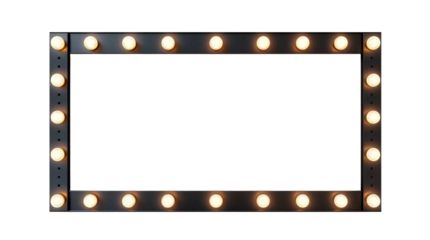 Empty rectangular lamp frame with light bulb isolated on transparent background