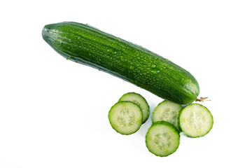 Fresh and tasty cucumber isolated on white background
