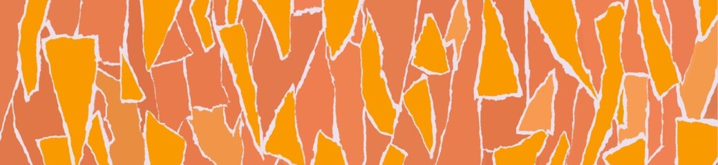 Fototapeta premium Yellow orange pieces of torn paper as abstract patchwork background, pattern, wallpaper, art print