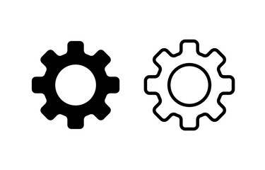 Fototapeta premium Black settings icon. Cogwheel symbol. Gear wheel vector linear icon for use in any purpose. Gear set. Black gear wheel icons on white background - stock vector.