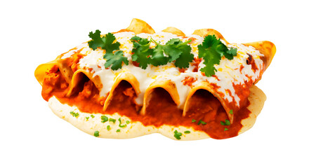 Isolated Mexican Enchiladas With Cilantro