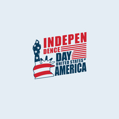 Happy fourth of July Independence Day of USA background design vector illustration with Liberty statue silhouette