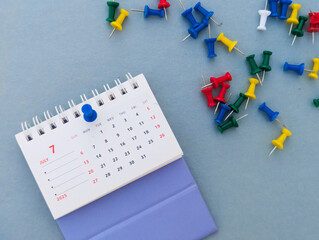 July month calendar 2025 marked with push pin