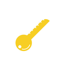 Yellow Key Icon Flat Minimalist Vector Symbol Illustration