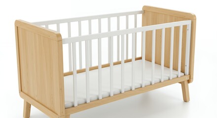 Light wooden baby crib modern style