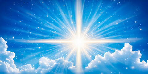 Heavenly Light Rays Shining Through Clouds