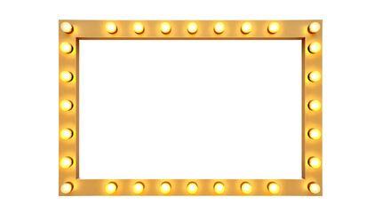 Empty rectangular lamp frame with light bulb isolated on transparent background