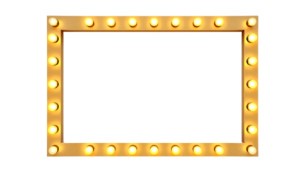 Empty rectangular lamp frame with light bulb isolated on transparent background