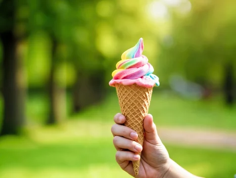 Melting cone in child’s hand