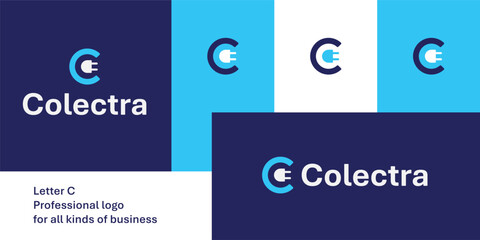 A modern, minimalist logo featuring the letter C integrated with an electrical plug