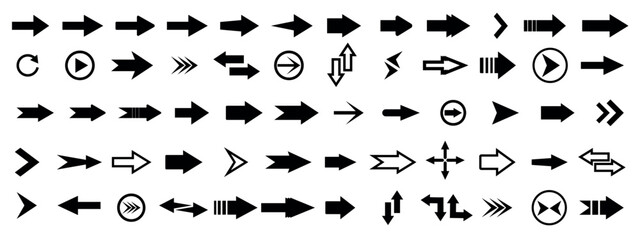 Arrow icon set. Arrow. Black vector arrows icons. Collection different arrows sign. Modern simple arrow. Arrow's vector collection cursor. Vector illustration.