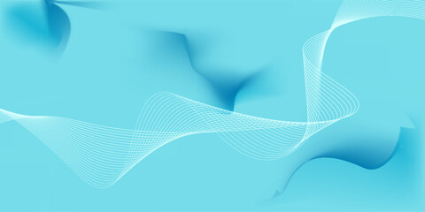 Abstract blue gradient background with shining lines waves.