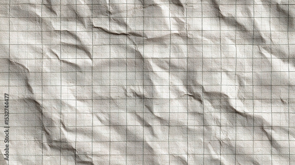 Poster aged textured backdrop of crumpled graph paper surface detail