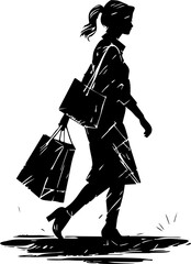 Shopping adventure woman walking with bags in urban environment lifestyle image cityscape viewpoint
