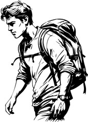 Adventurous hiker exploring diverse trails mountainous region outdoor environment dynamic perspective journey of discovery