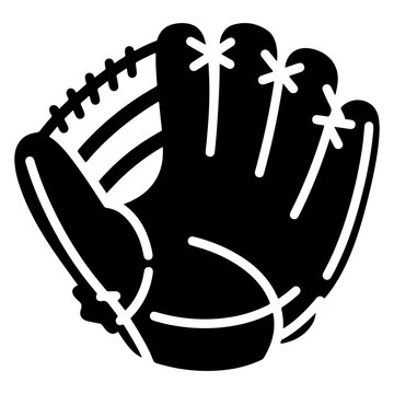 Black and white baseball glove vector illustration, sports equipment icon.