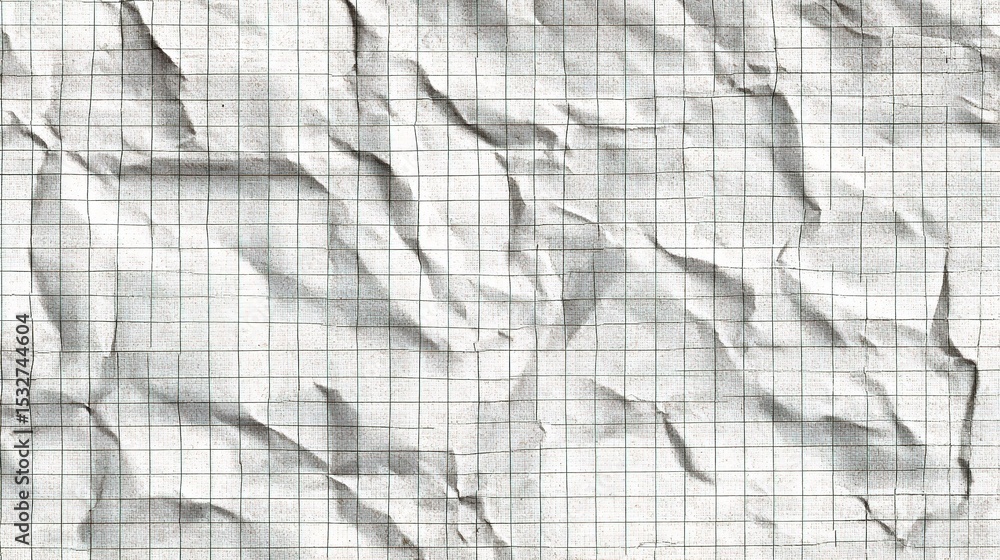 Poster textured graph paper with wrinkles and crumpled appearance