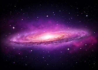 A Captivating Cosmic Dance: Swirls of Purple, Pink, and White Illuminate the Infinite Expanse of Space, Revealing a Breathtaking Galaxy Adorned with Sparkling Stars and Nebulous Clouds