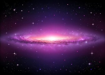 A Majestic Spiral Galaxy Shimmers in the Cosmic Void: A breathtaking view of a distant galaxy, its swirling arms illuminated by countless stars and nebulae, amidst a canvas of deep purple space.
