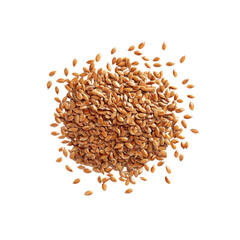 Heap of Golden Flax Seeds Isolated on Black Background