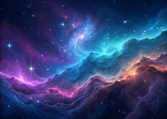 A Majestic Tapestry of Cosmic Dust and Starlight: An Exploration of a Nebula's Ethereal Beauty, Unveiling Swirling Clouds of Gas Illuminated by Distant Stars, a Celestial Symphony of Color