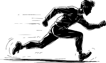 Runner in motion urban setting illustrative art dynamic environment side view of speed and determination