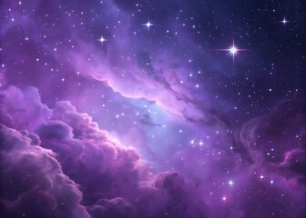 A Breathtaking View of the Cosmos: Deep Purple Nebula Shimmers Among Stars, Evoking a Sense of Wonder and Awe. The Celestial Display Captivates with its Beauty and Mystery