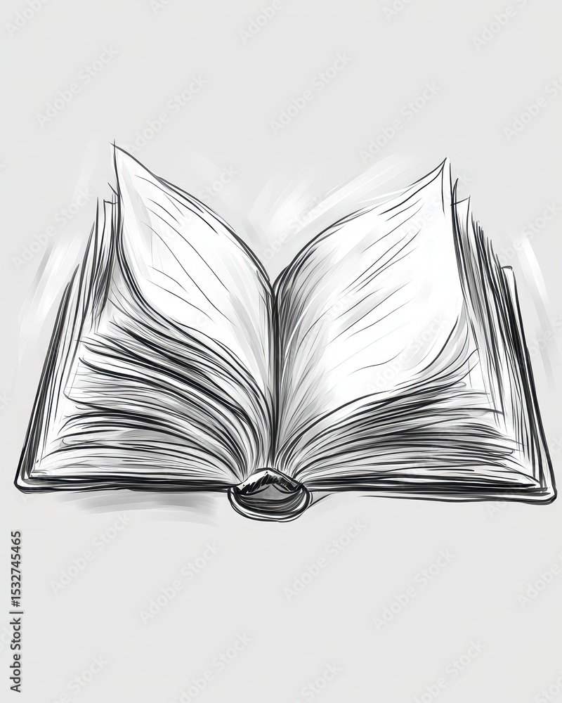 Poster open doodle notebook: whimsical paper with creative outlines and vignetting for artistic expression