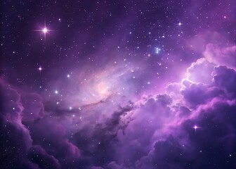 A Breathtaking View of the Cosmos: Deep Purple Nebula Shimmers Among Stars, Evoking a Sense of Wonder and Awe. The Celestial Display Captivates with its Beauty and Mystery
