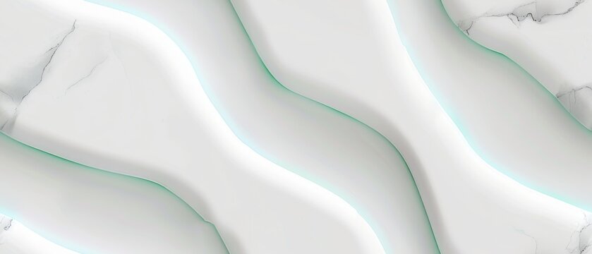 Abstract white marble waves with mint green accents modern design background - Powered by Adobe