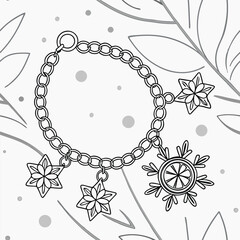 Seamless pattern, A snowflake charm bracelet for winter gifting