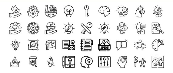 Bundle 22 Black and White Line Art Icons Set Idea Innovation Startup
