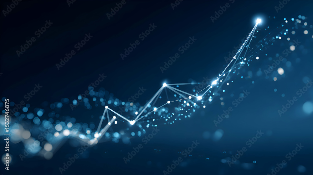 Poster abstract digital network connection of glowing dots and lines on dark blue background representing u