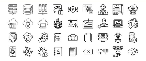 Data Security Cloud Computing Server Icons Set vector