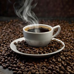 Fototapeta premium coffee beans and cup